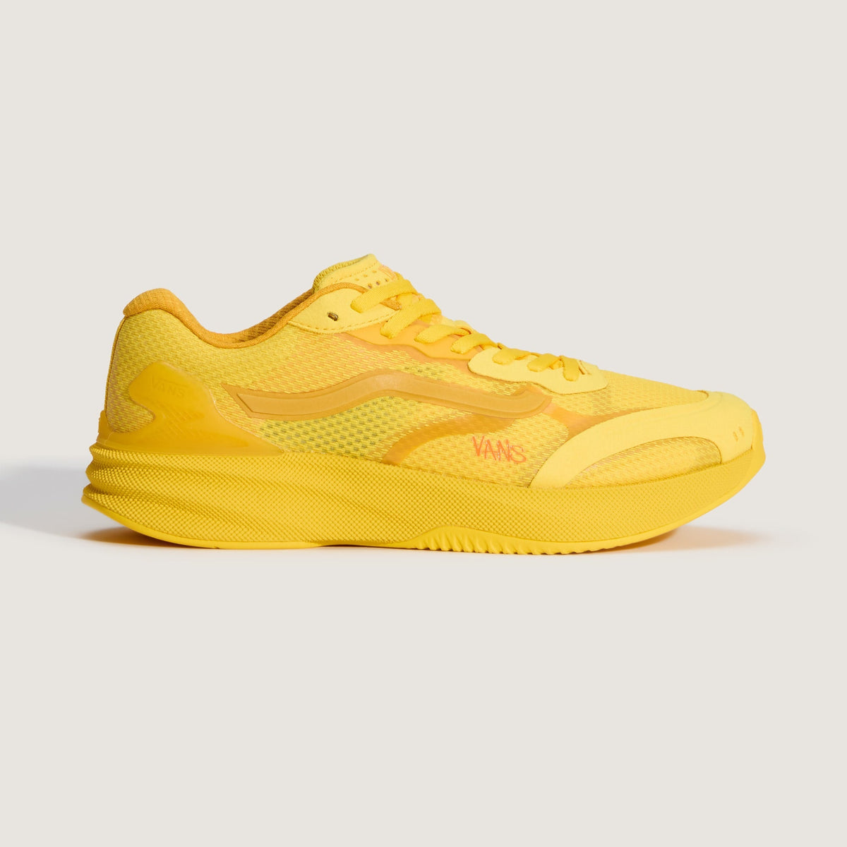 A yellow Vans sneaker shown from the side profile against a light gray background.
