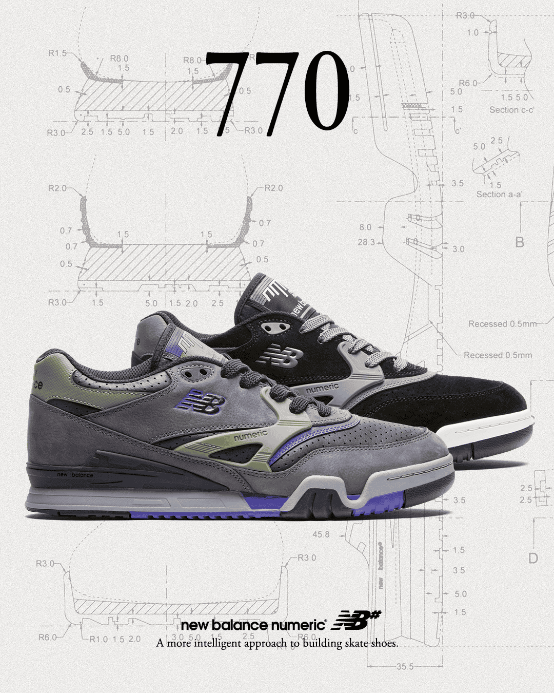 New Balance | Numeric 770 - Grey/Black/Olive/Purple