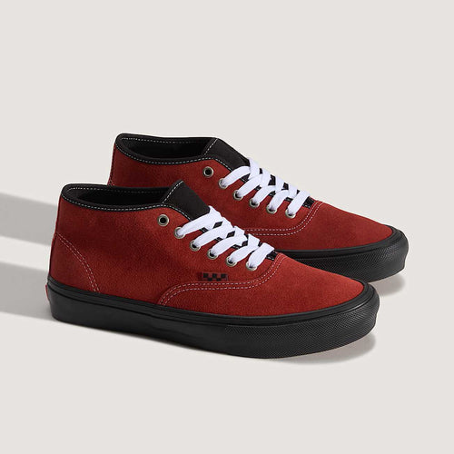 Vans | Skate Authentic Mid Skateboarding Shoes - Poppy Ember Red/Black