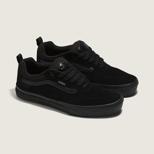 Pair of black sneakers on a light gray background