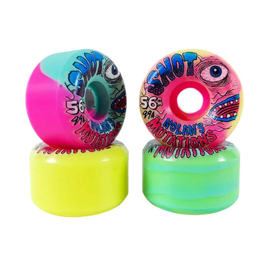 Snot | 56mm/99a Nolans Mutations Wheels (1 Solid Yellow, 3 Swirl)