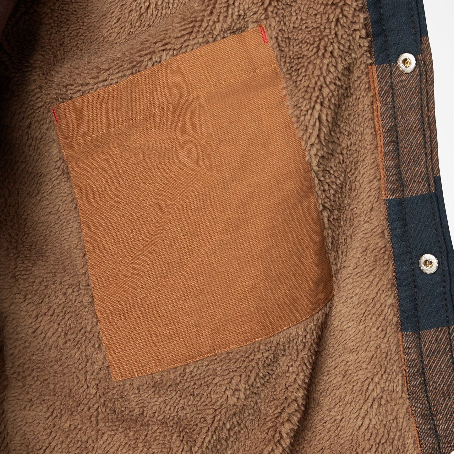 Dickies | Flannel Sherpa Lined Shacket - Brown Duck/Navy Buffalo Plaid