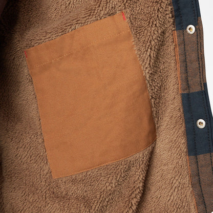 Dickies | Flannel Sherpa Lined Shacket - Brown Duck/Navy Buffalo Plaid