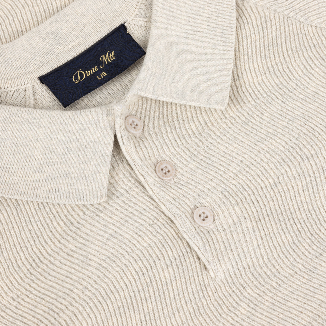 Dime | Cable Knit Polo shirt - Oatmeal