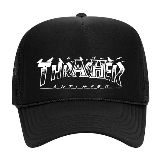 Thrasher | Anti-Hero Pigeon Mag Trucker Hat - Black