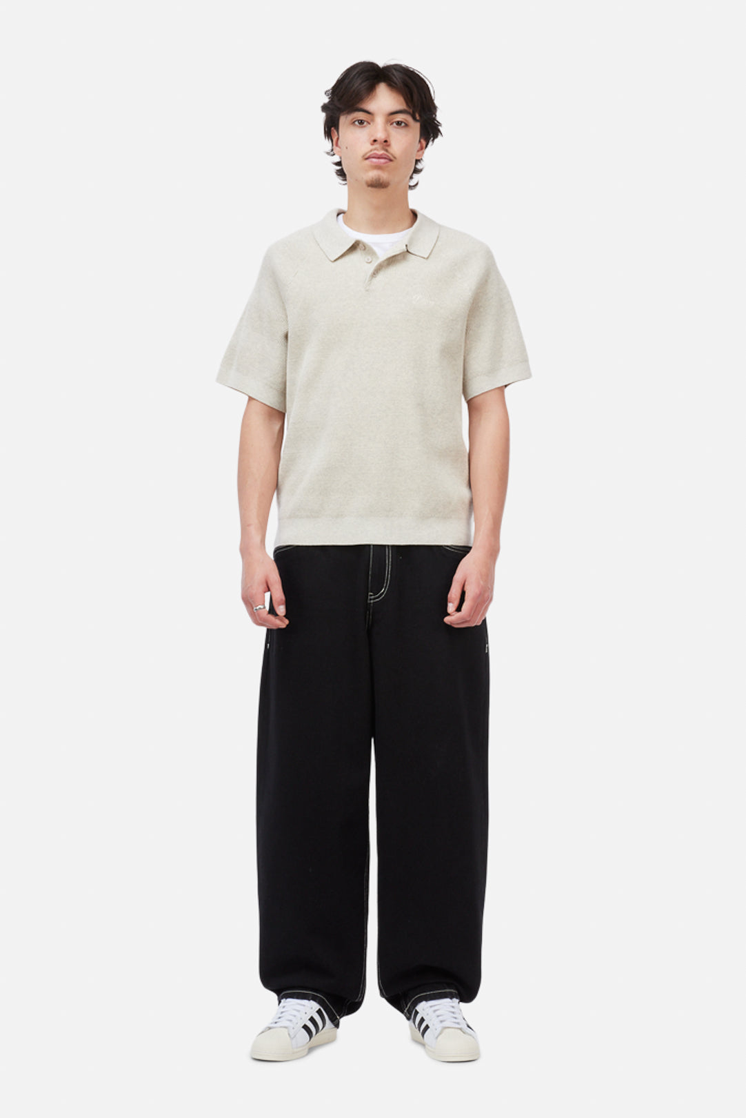 Dime | Cable Knit Polo shirt - Oatmeal