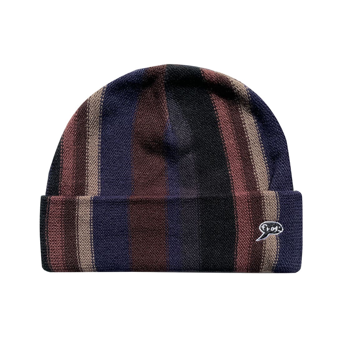 Frog | Vertical Stripe Beanie - Navy/Grey