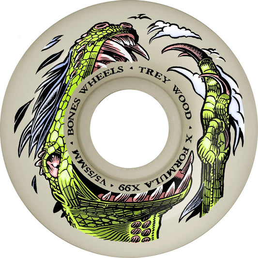 Bones | 55mm X99A Wood Dino-Sortas V5 Sidecut X-Formula Wheels - White