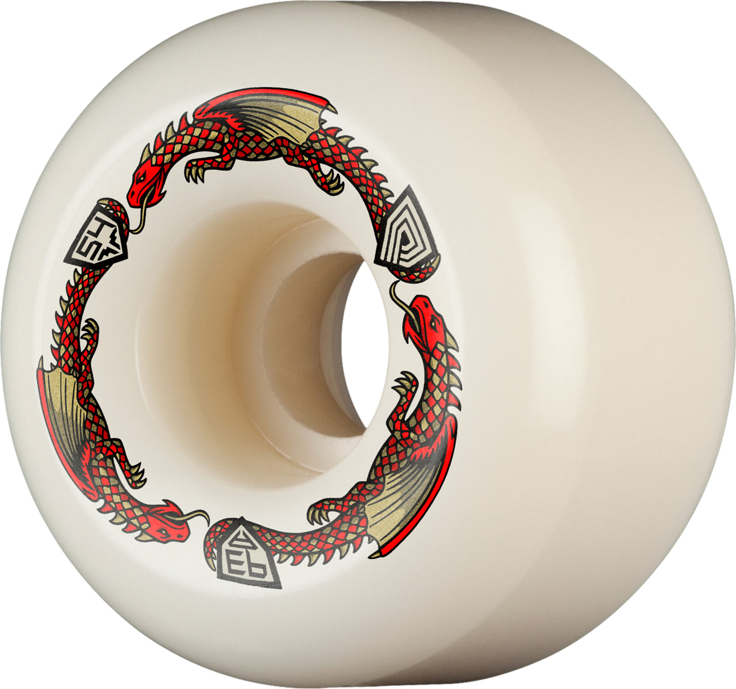 Powell Peralta | 54mm/93a 39mm Wide Dragon Formula A2 Skateboard Wheels - White/Red