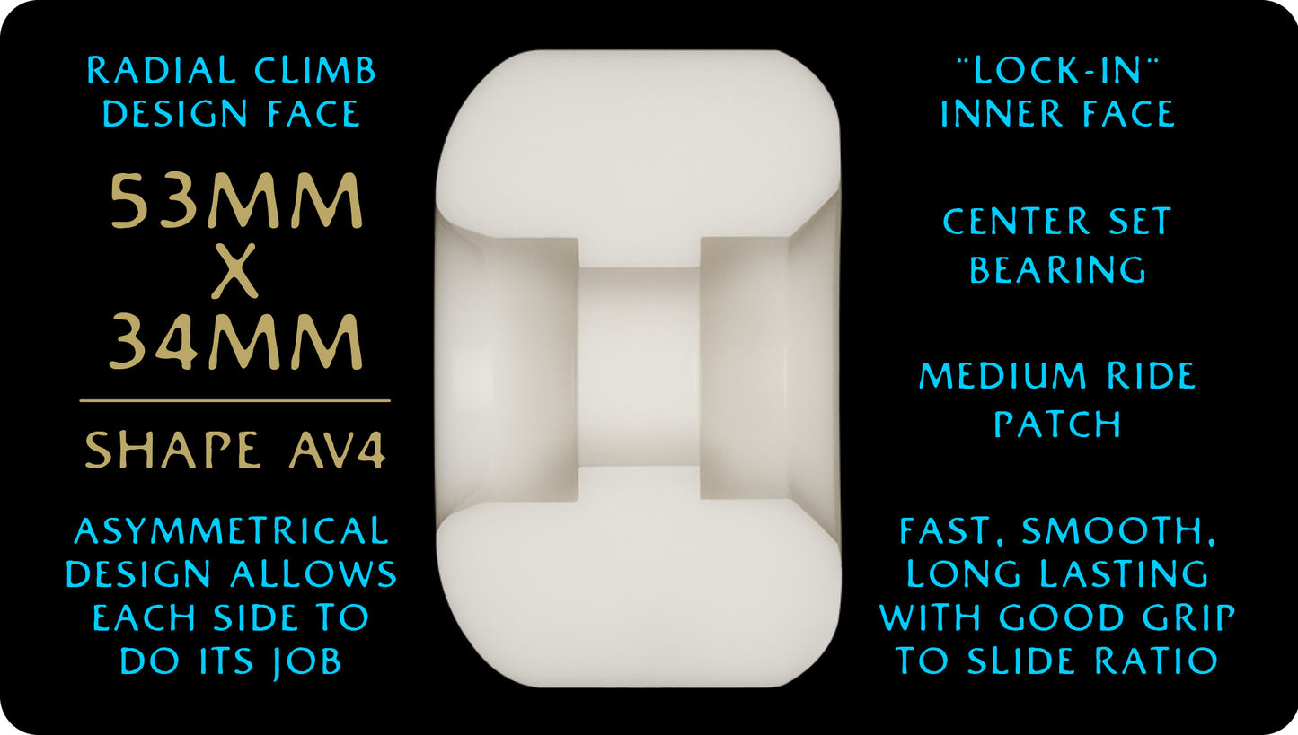 Powell Peralta | 53mm/97a/34mm Wide Dragon Formula AV4 Shape Wheels - White/Blue