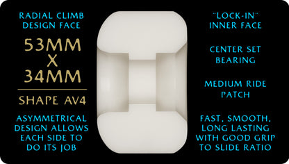 Powell Peralta | 53mm/97a/34mm Wide Dragon Formula AV4 Shape Wheels - White/Blue