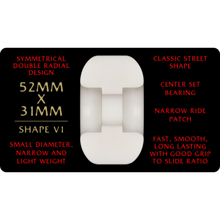 Powell Peralta | 52mm/93a 31mm Wide Dragon Formula V1 Wheels  - White/Red