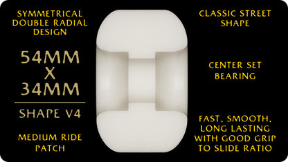 Powell Peralta | 54mm/95a/34mm Wide Dragon Formula V4 Wheels - White/Yellow