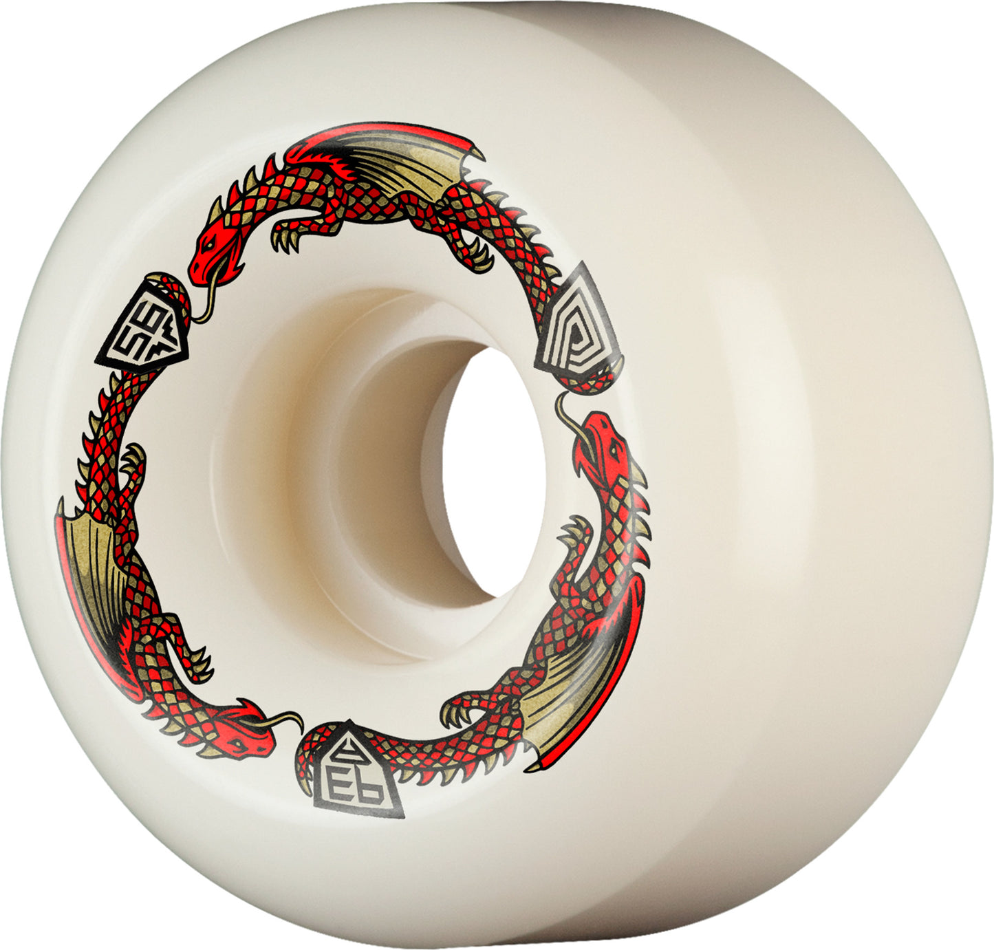 Powell Peralta | 56mm/93a 36mm Wide Dragon Formula V6 Skateboard Wheels - White/Red