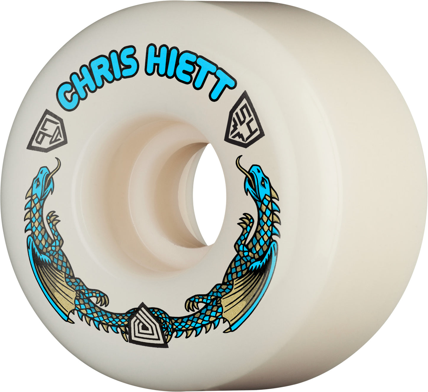Powell Peralta | 54mm/97a Chris Hiett Dragon Formula V7 Skateboard Wheels - White/Blue