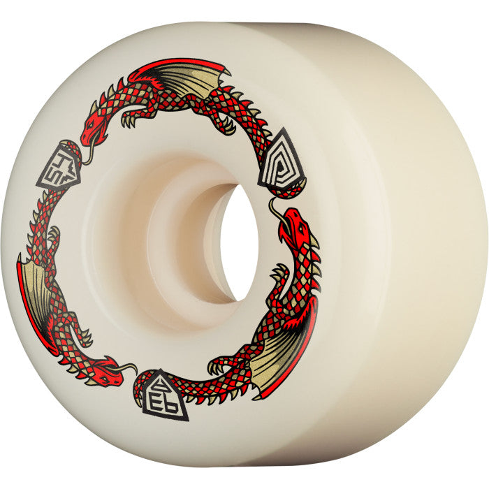 Powell Peralta | 54mm/93a 34mm Wide Dragon Formula V7 Skateboard Wheels - White/Red