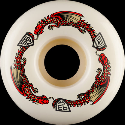 Powell Peralta | 56mm/93a 36mm Wide Dragon Formula V7 Skateboard Wheels - White/Red