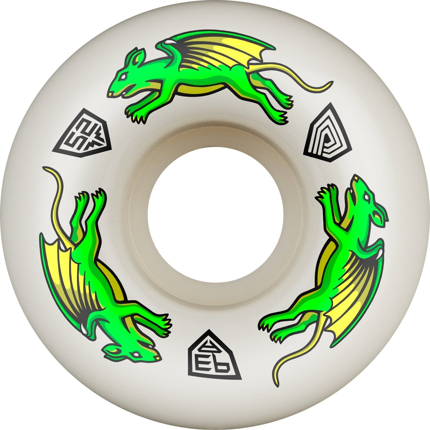 Powell Peralta | 52mm/93a 34mm Wide Nano Rat Dragon Formula - White (Misprinted as 54)