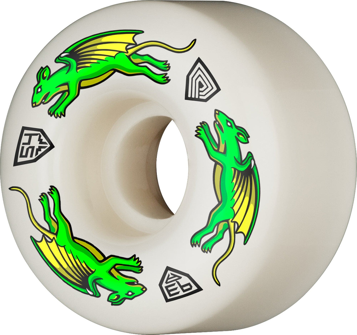 Powell Peralta | 54mm/93a 34mm Wide Nano Rat Dragon Formula - White (Misprinted as 52)