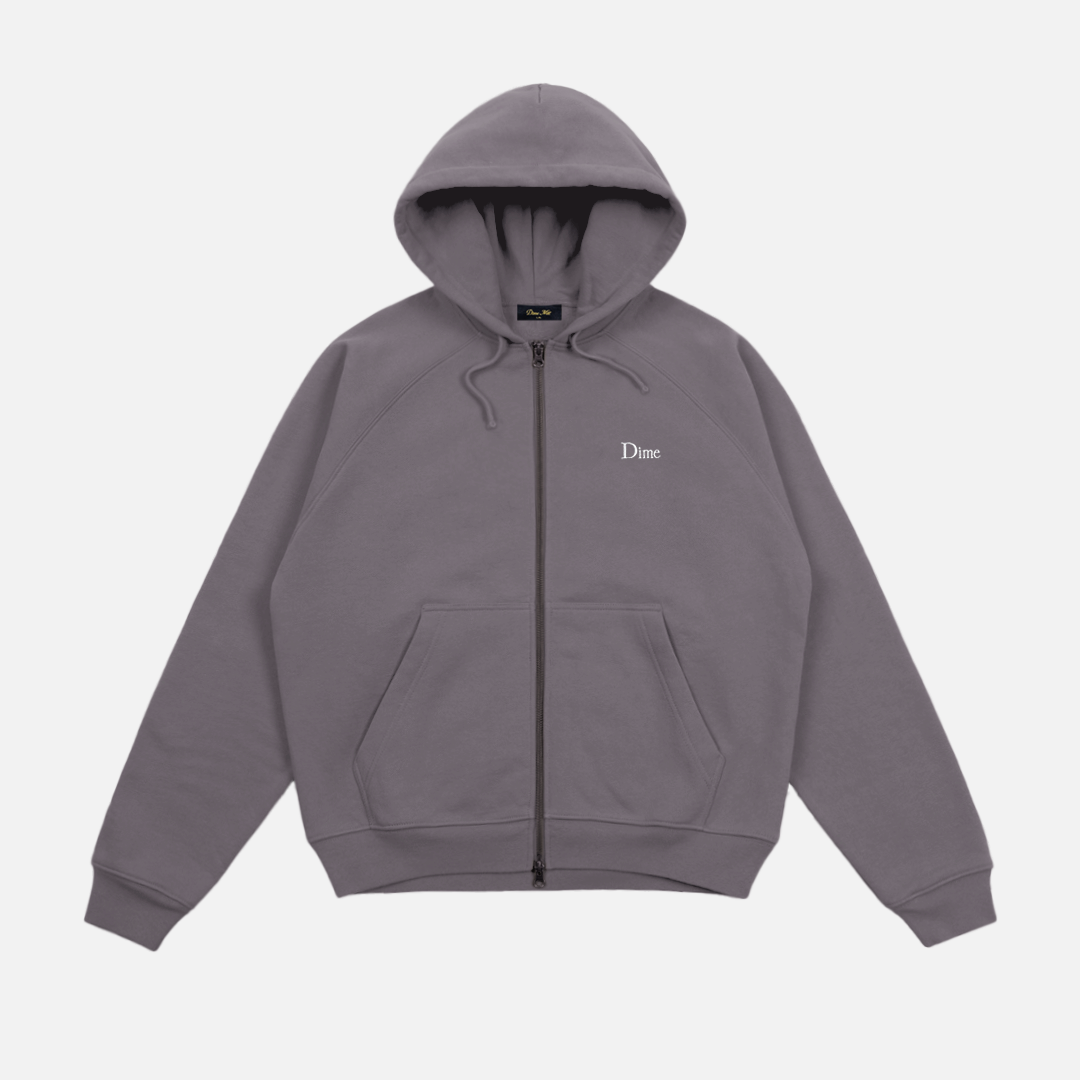 Dime | Classic Small Logo Heavyweight Zip Hoodie - Charcoal Grape