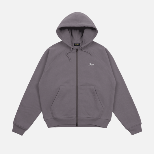 Dime | Classic Small Logo Heavyweight Zip Hoodie - Charcoal Grape