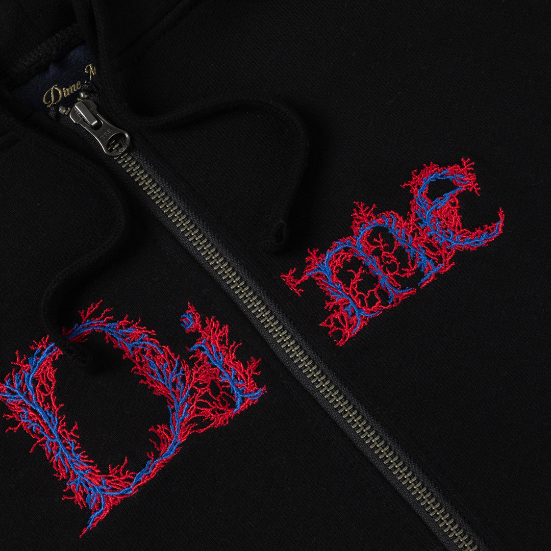Dime | Classic Veins Zip Heavyweight Hoodie - Black