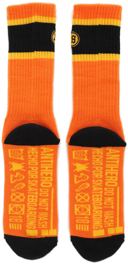 Anti-Hero | Hecho Por Skate EMB Crew Socks - Orange/Yellow/Black