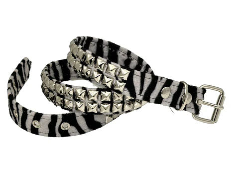 Funk Plus | 2 Row Pyramid Stud Belt - Fuzzy Zebra