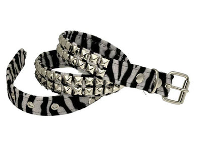 Funk Plus | 2 Row Pyramid Stud Belt - Fuzzy Zebra