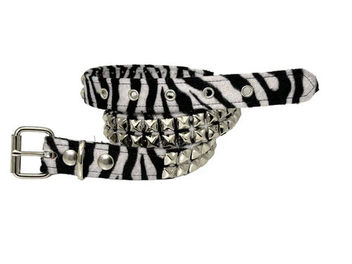 Funk Plus | 2 Row Pyramid Stud Belt - Fuzzy Zebra