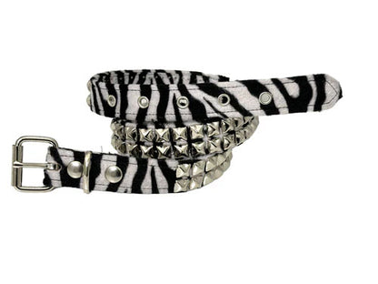 Funk Plus | 2 Row Pyramid Stud Belt - Fuzzy Zebra