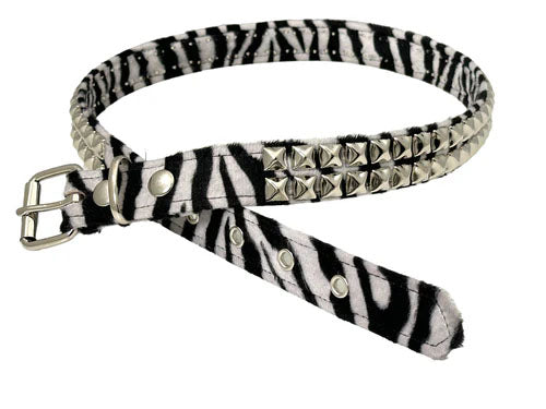 Funk Plus | 2 Row Pyramid Stud Belt - Fuzzy Zebra