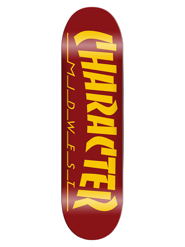 Character | 8.8" Crash and Thrash Deck - Ox Blood/Yellow (SQUARED SHAPE)