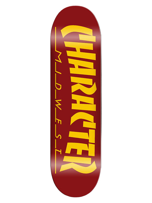 Character | 8.8" Crash and Thrash Deck - Ox Blood/Yellow (SQUARED SHAPE)