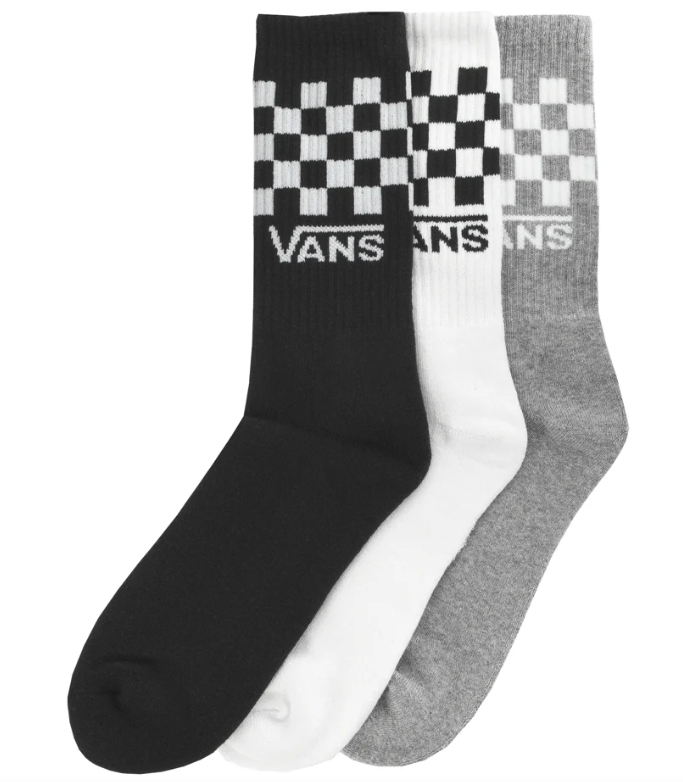 Vans | 3 Pack Crew Socks - Checker Black/White/Grey