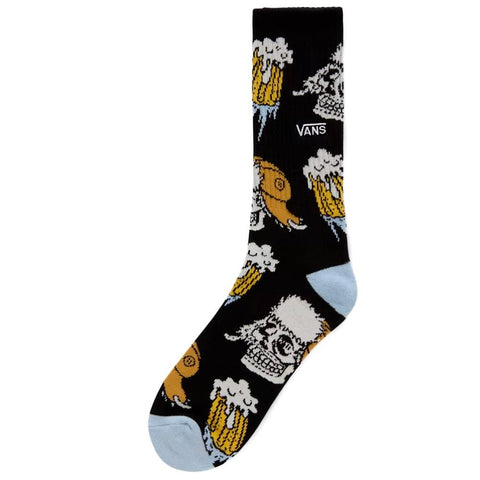 Vans | Outer Limits Crew Socks - Black (Skulls With Hats and Beers)