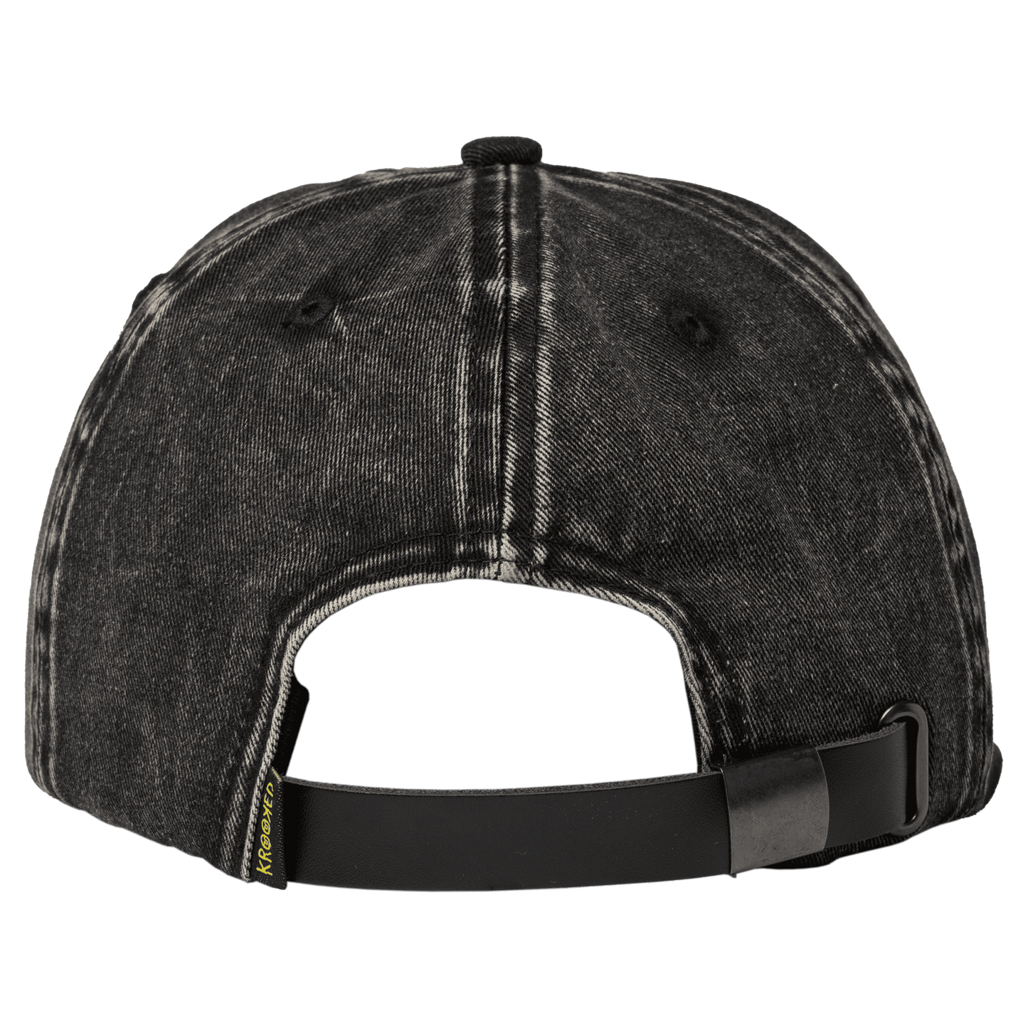 Krooked | Eyes Strapback Hat - Black Washed Denim/Gold