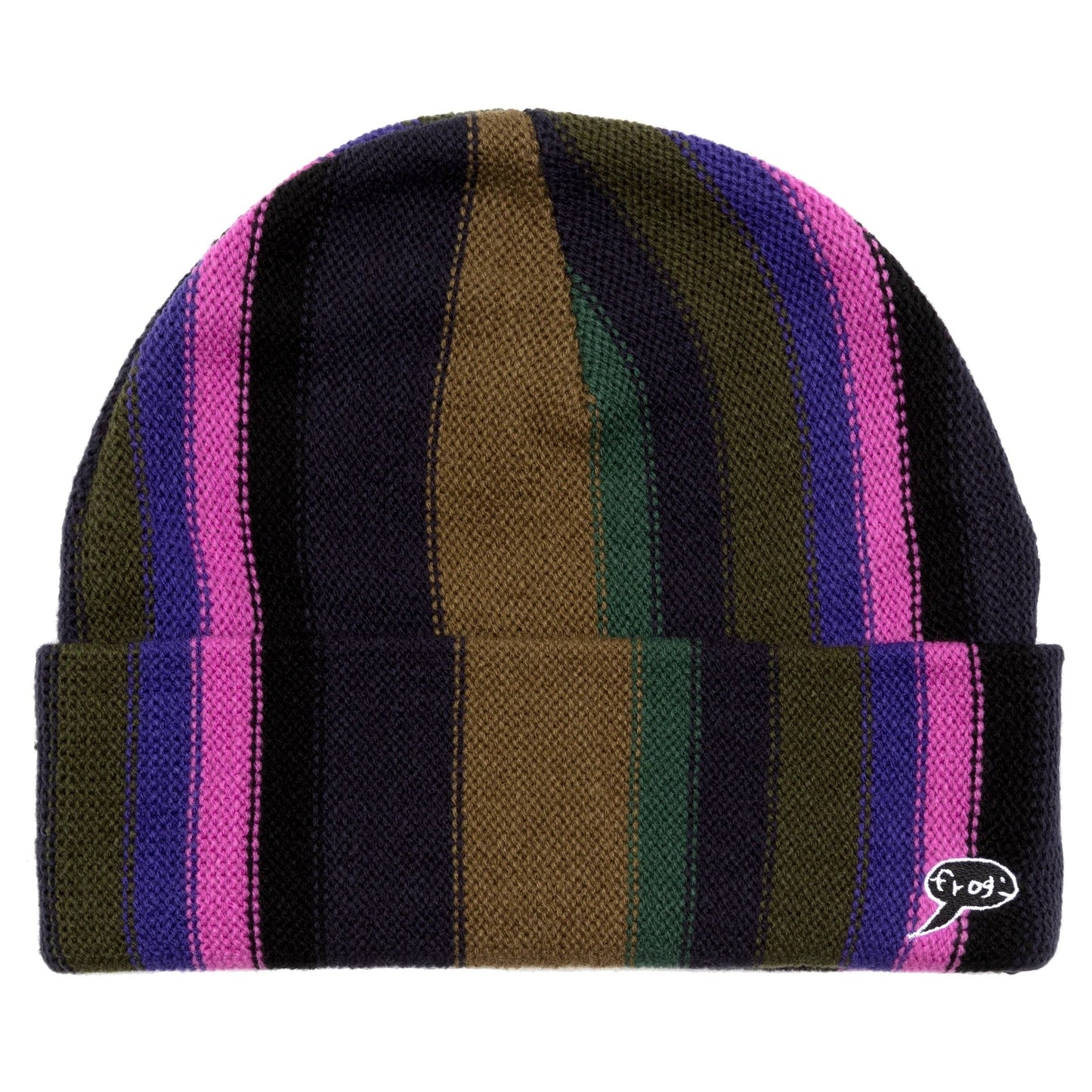 Frog | Vertical Stripe Beanie - Black/Pink