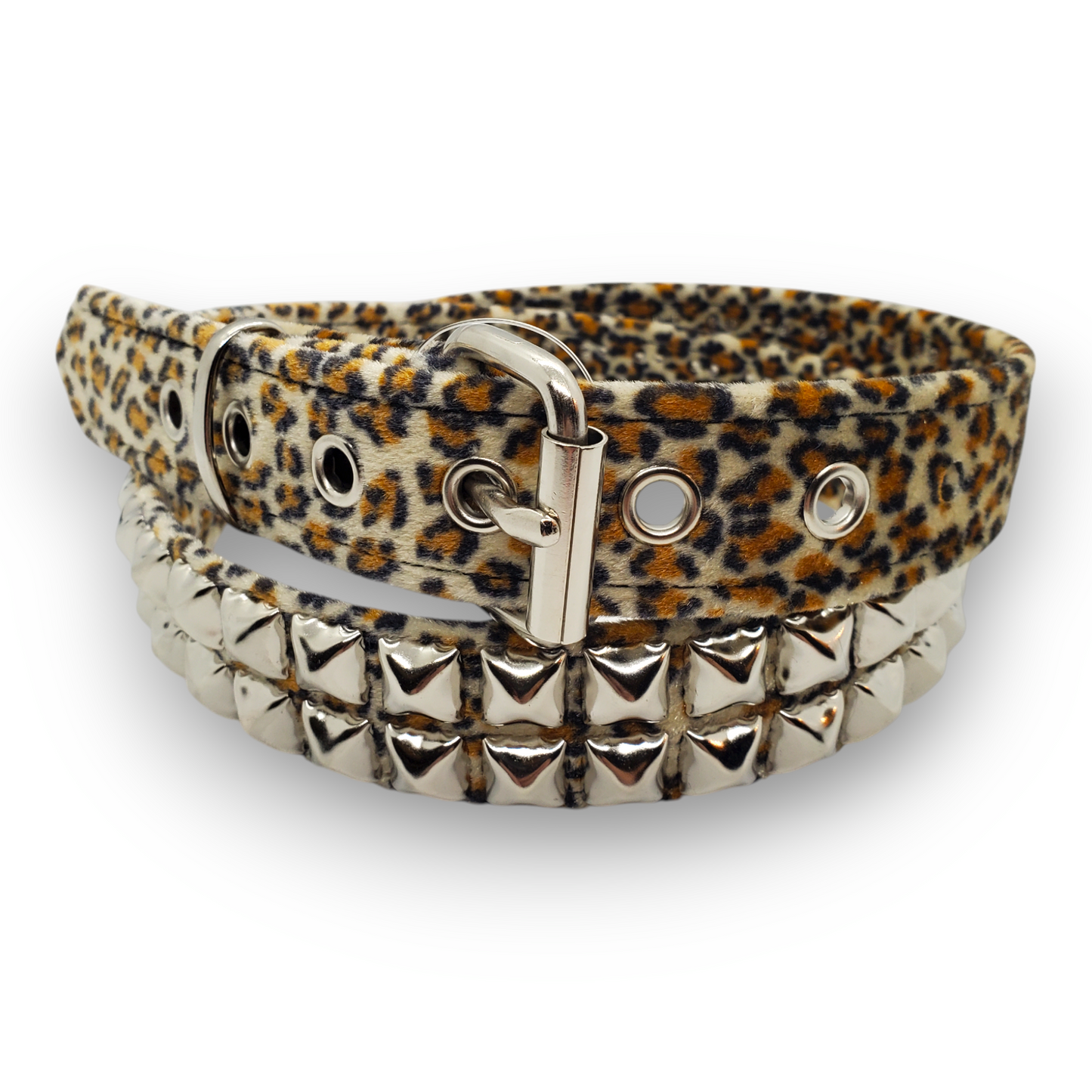 Funk Plus | 2 Row Pyramid Stud Belt - Fuzzy Jaguar