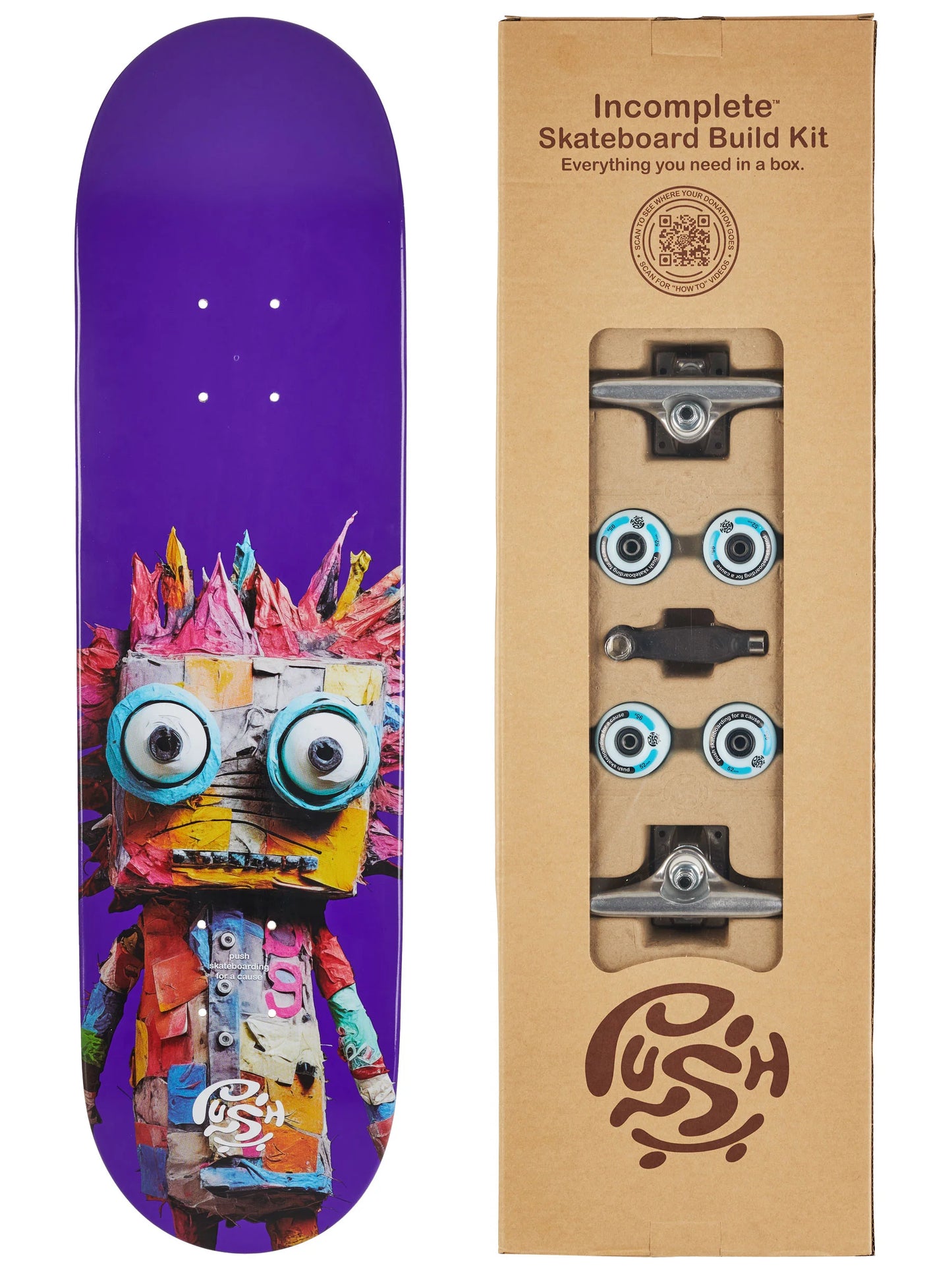Push | 7.5" Big Rag Doll "Incomplete" Skateboard - Purple