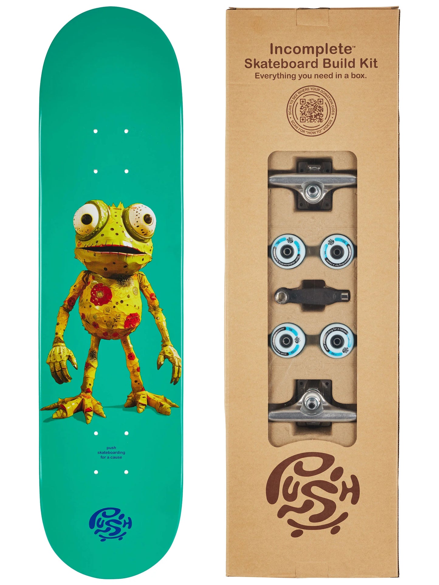 Push | 7.75" Frogster "Incomplete" Skateboard - Green