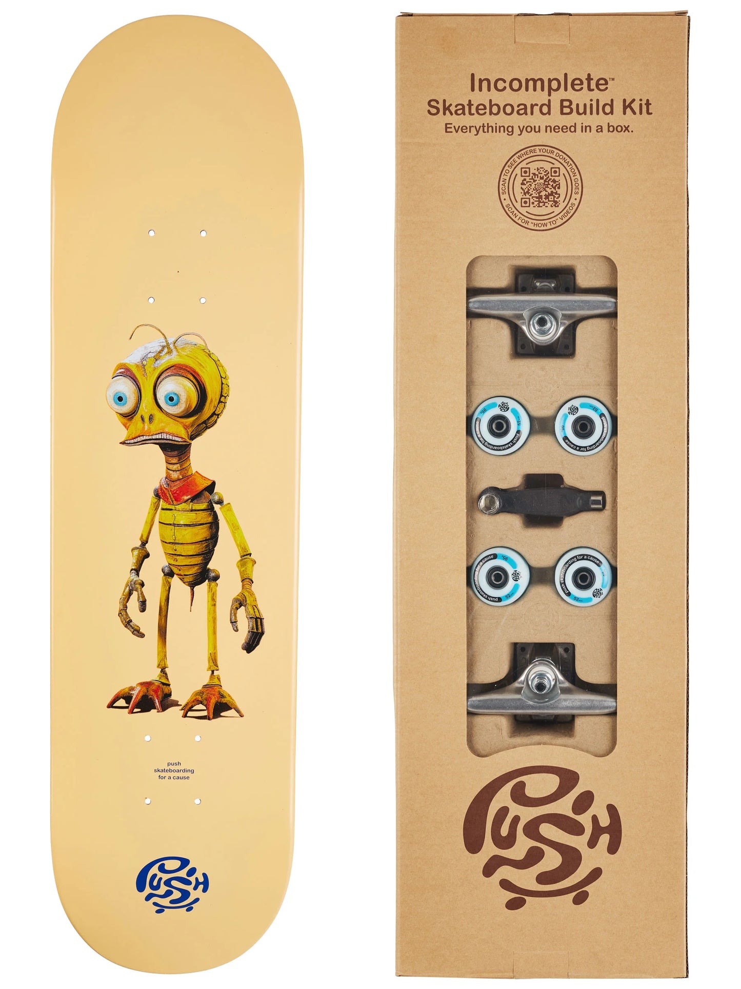 Push | 8.0" Bee Zombie "Incomplete" Skateboard - Peach