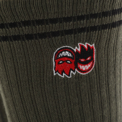 Spitfire | Eternal Fill EMB Crew Sock - Olive/Black/Red