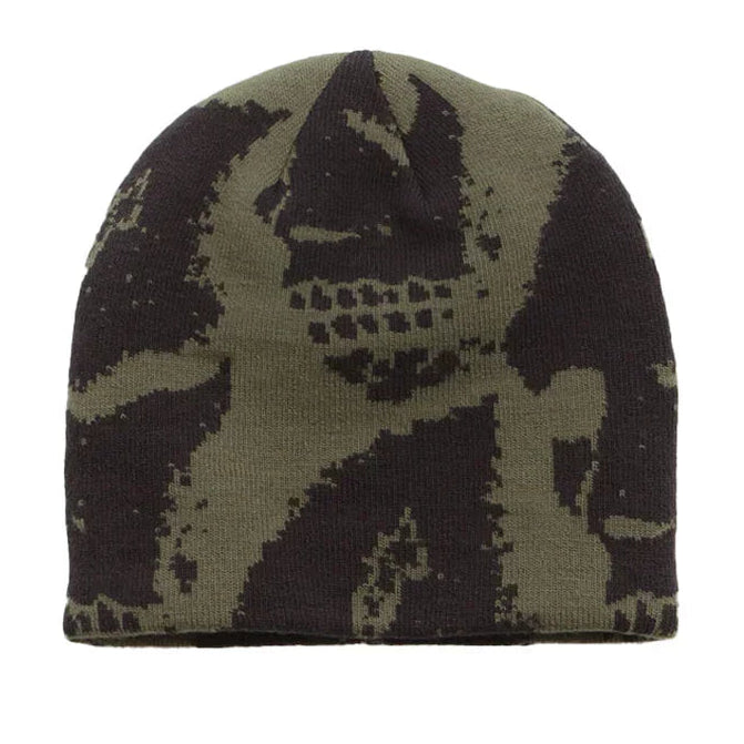 Beanie with camouflage pattern on a white background