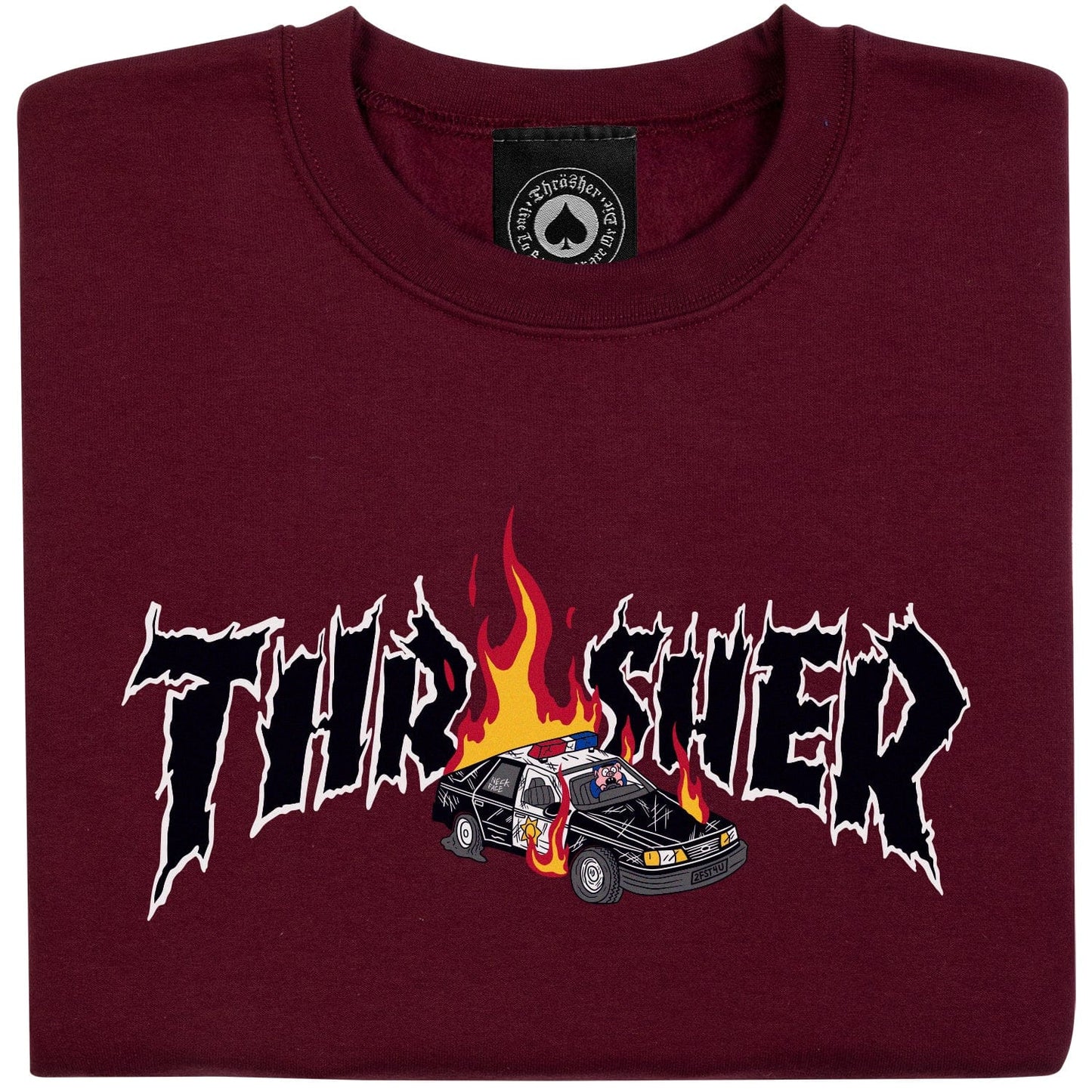 Thrasher | Cop Car Crewneck Sweatshirt - Maroon