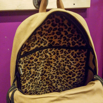 Bumbag | Khaki / Cheeta Pattern Inside Backpack