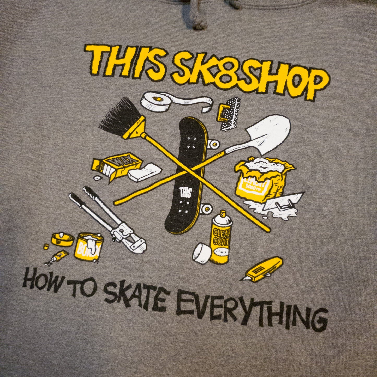 THIS Skateshop | How to Skate Everything Hoodie - Gunmetal Heather (Graphic By Todd Bratrud)