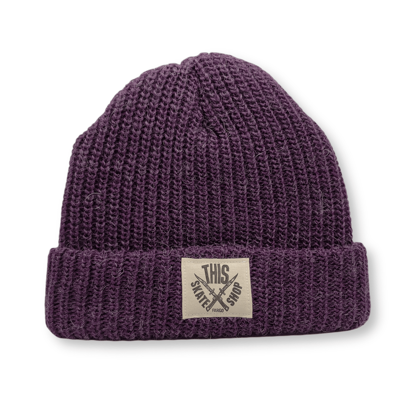 THIS Skateshop | Knit Beanie - Mohair Purple/White Patch