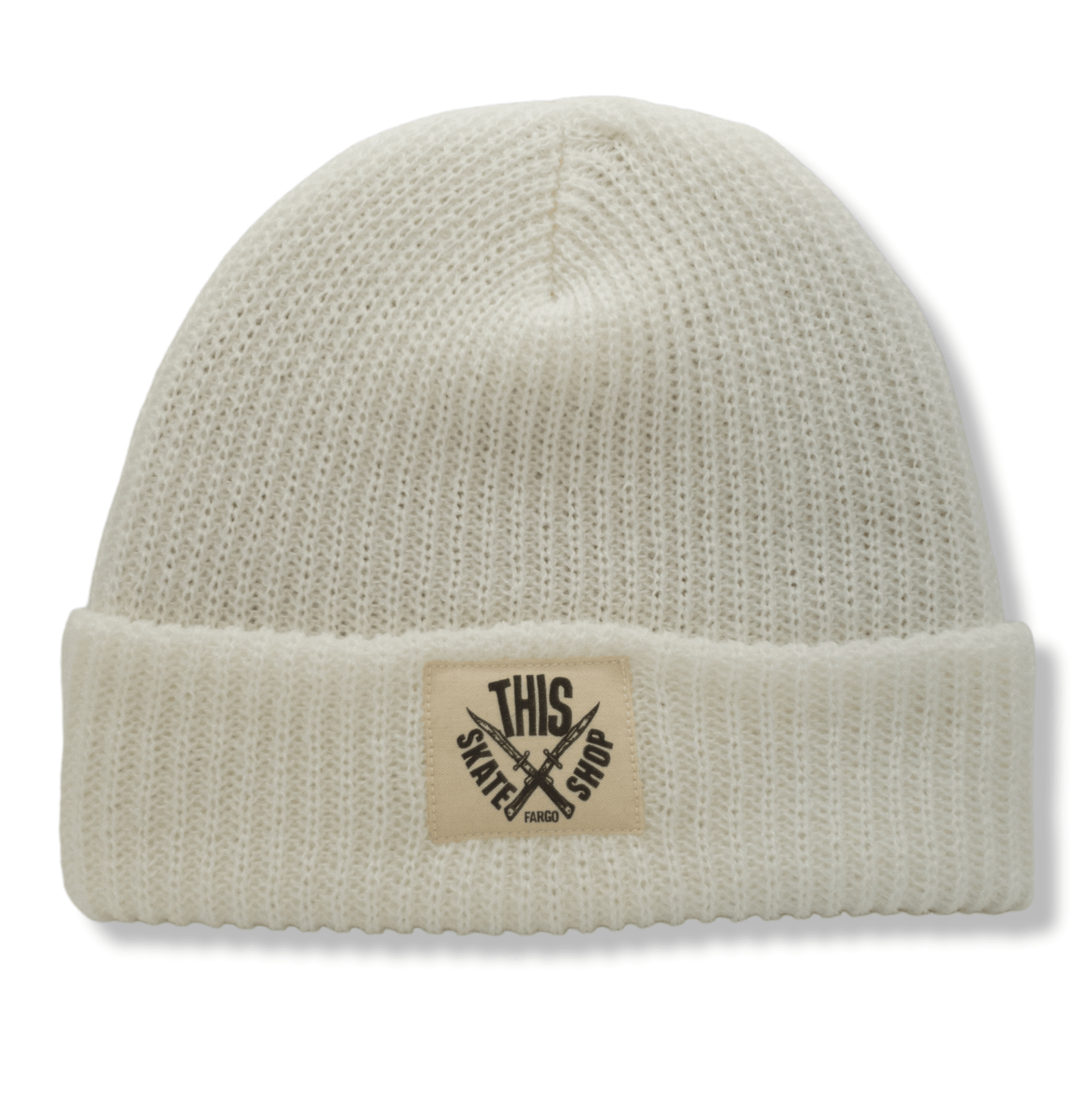 THIS Skateshop | Knit Beanie - Natural / White Patch