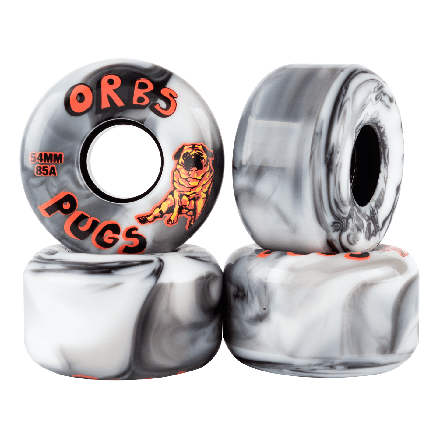 Orbs | 54mm Pugs - Black/White Swirl - 85a